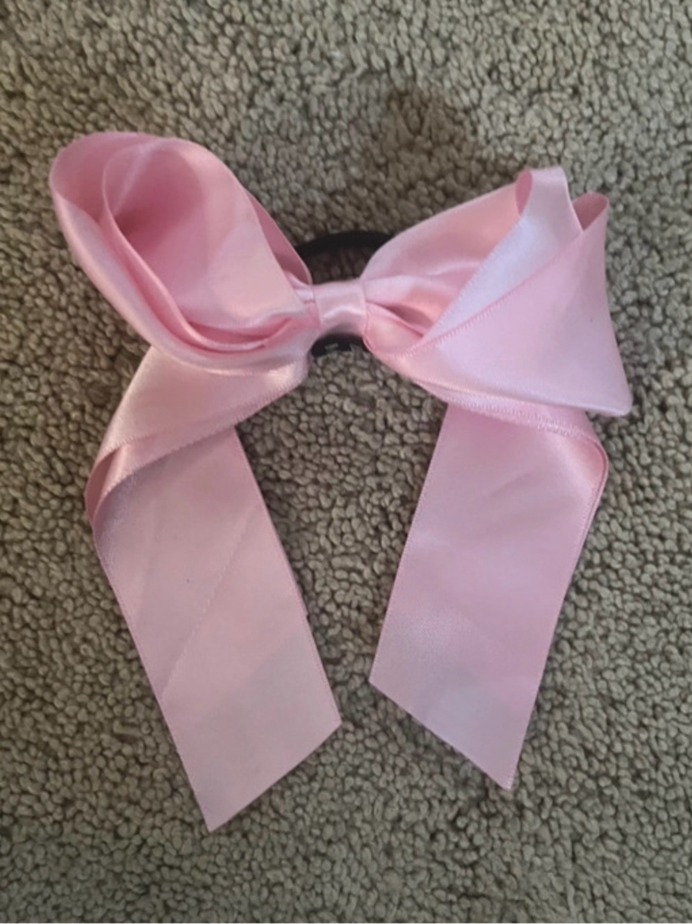 Classic Pink Satin Bow Hair Tie for Kids